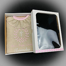 Detské oblečenie - Košieľka na krst  k10 ľanová ružová v darčekovom balení - 15680462_