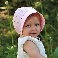 Detské čiapky - Letný detský čepiec včielky na ružovej - 15682234_