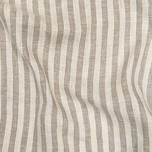 Textil - béžové pásiky, jemný 100 % predpraný mäkčený ľan, šírka 145 cm - 15684388_