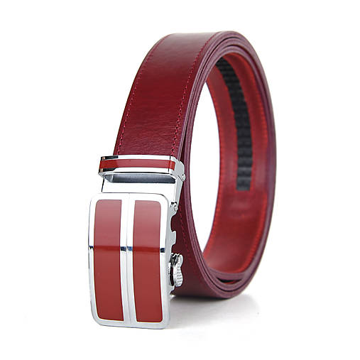 Opasky - Kožený opasok s automatickým zapínaním RED DOUBLE (Bordová) - 15682207_