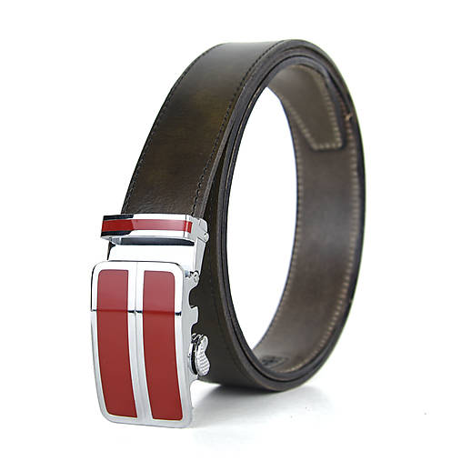 Opasky - Kožený opasok s automatickým zapínaním RED DOUBLE (Zelená) - 15682208_