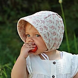 Detské čiapky - Letný detský čepček flower rose viskóza s ľanom - 15686562_