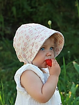 Detské čiapky - Letný detský čepček flower rose viskóza s ľanom - 15686564_