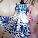 Šaty - Spoločenské šaty Floral Folk " Azulejo " - 15684589_