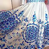 Šaty - Spoločenské šaty Floral Folk " Azulejo " - 15684591_
