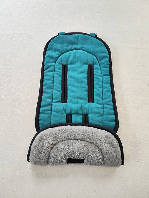 Detský textil - Joolz AER Seat Liner / Podložka do kočíka 100% Merino top super wash Grey 100% ľan Petrol Green petrolejova - 15685775_