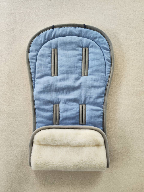 Detský textil - VLNIENKA podložka do kočíka BUGABOO FOX /Bee / Buffalo/ Cameleon/ Donkey 100% WOOL Merino Natural 100% ľan ski Blue - 15685825_