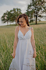 Tehotenské oblečenie - Ľanové svadobné šaty – Garnie - 15685540_