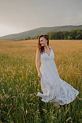Tehotenské oblečenie - Ľanové svadobné šaty – Garnie - 15685545_