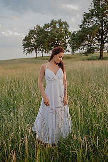 Tehotenské oblečenie - Ľanové svadobné šaty – Garnie - 15685539_