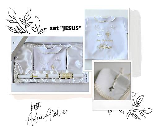 Detské oblečenie - Luxusný set na krst "JESUS" - 15685911_