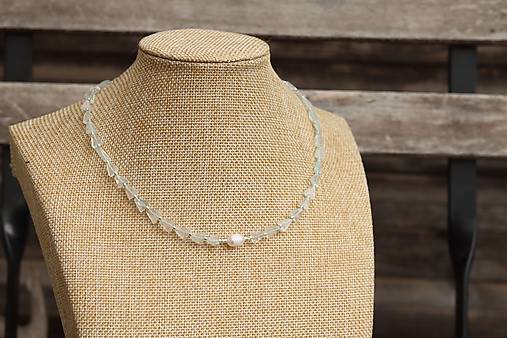 Náhrdelník - choker - akvamarín, perla