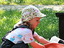 Detské čiapky - Letný detský šilt ružová záhrada ivory - 15690105_