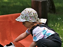 Detské čiapky - Letný detský šilt ružová záhrada ivory - 15690108_