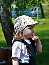 Detské čiapky - Letný detský šilt ružová záhrada ivory - 15690109_