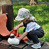 Detské čiapky - Letný detský šilt ružová záhrada ivory - 15690115_
