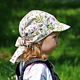 Detské čiapky - Letný detský šilt ružová záhrada ivory - 15690192_