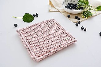 Úžitkový textil - Pletená podložka do kuchyne pastel 18x18 (Ružová) - 15687776_