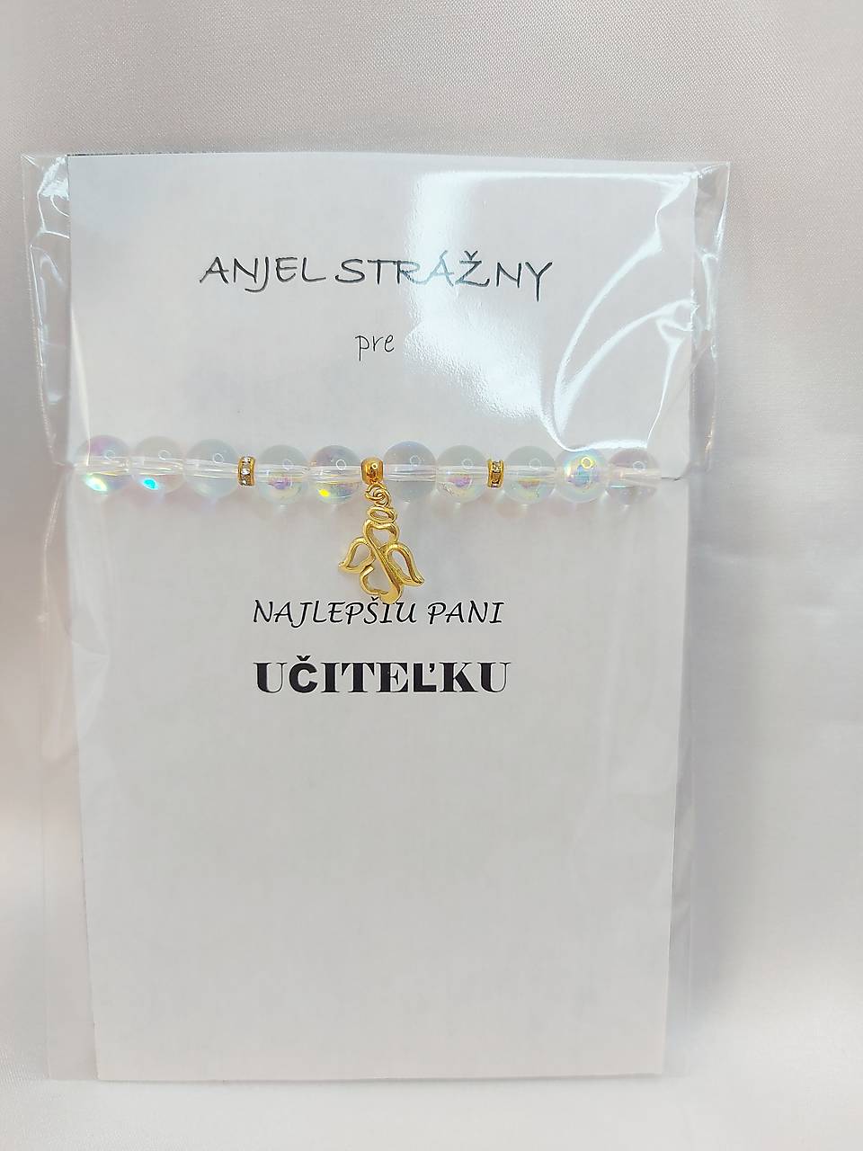 Náramok pre pani učiteľky  (Biely AB náramok Anjel)