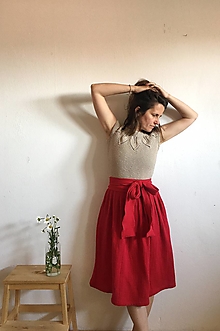 Šaty - Šaty Ema - prírodná/červená farba - 15687544_