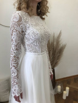 Šaty - Čipkové svadobné šaty s dlhým rukávom Eliška - 15688523_