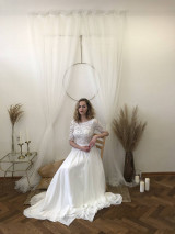 Šaty - Šifónové svadobné šaty s čipkou Stela - 15688802_
