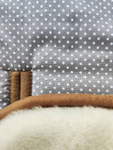Detský textil - Podložka do kočíka ROAN  100% ovčie rúno MERINO TOP SUPER WASH Natural Bodka šedá - 15691796_