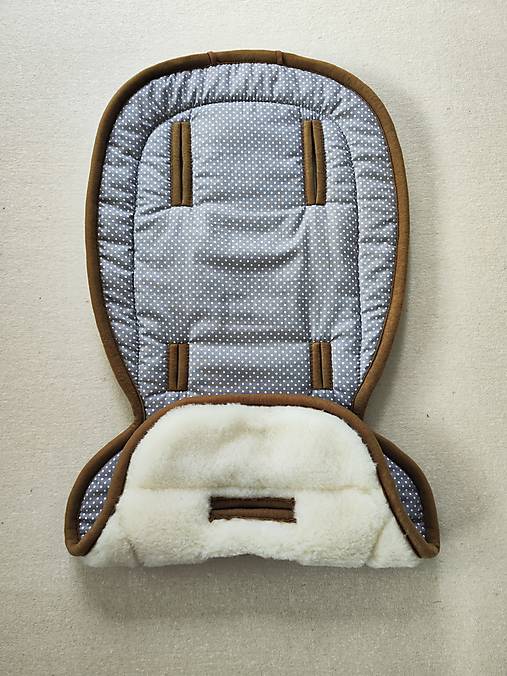 Detský textil - Podložka do kočíka ROAN  100% ovčie rúno MERINO TOP SUPER WASH Natural Bodka šedá - 15691798_