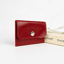 Iné doplnky - Kožená mini peňaženka (červená) - 15690825_