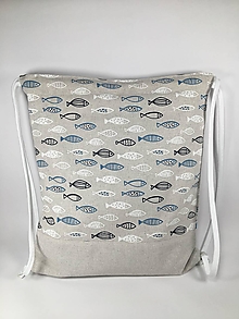 Batohy - Textilný šnúrkový batoh s rybami do školy - 15692587_