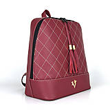 Batohy - Štýlový dámsky kožený ruksak z prírodnej kože v bordovej farbe - 15691043_