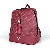 Batohy - Štýlový dámsky kožený ruksak z prírodnej kože v bordovej farbe - 15691046_