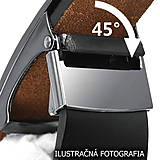 Pánske doplnky - Čierny kožený opasok s výšivkou, pracka s automatickou brzdou, EMBLEM, 148cm - 15691543_
