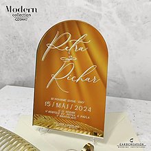 Papiernictvo - Luxusné svadobné oznámenie na zlatom zrkadle Q20447 - 15691711_