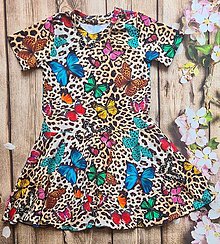 Detské oblečenie - Točivé šaty - motýle na leopardiom podklade - 15693675_