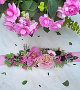 Opasky - Kvetinový opasok s pivonkkami a černicami - 15694842_