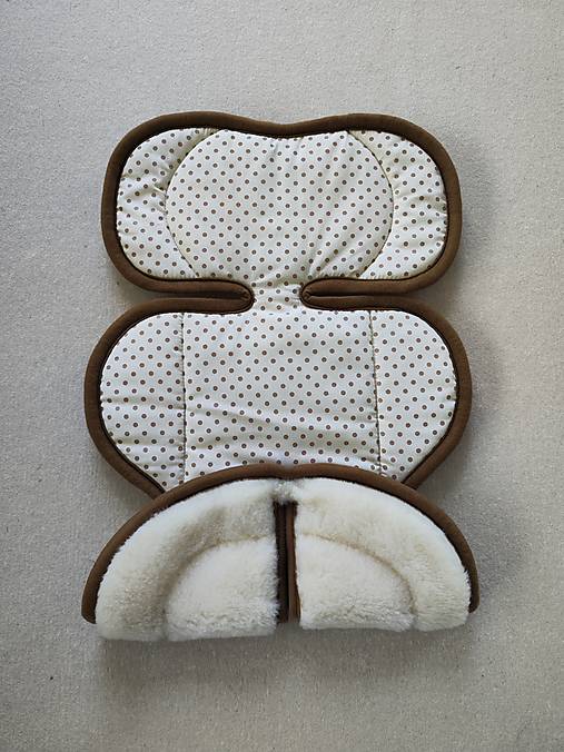 Detský textil - VLNIENKA podložka do autosedačky vajíčko Cybex Aton 5 0+ / 0-13kg 100% Merino TOP SUPER WASH Natural Bodky Beige - 15693719_
