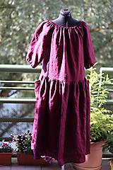 Šaty - Lněné šaty, purpurové - 15692795_