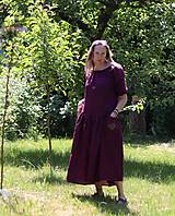 Šaty - Lněné šaty, purpurové - 15692796_