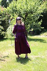 Šaty - Lněné šaty, purpurové - 15692797_
