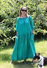 Šaty - Lněné šaty, zelenomodré - 15692803_