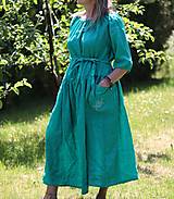 Šaty - Lněné šaty, zelenomodré - 15692804_