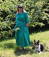Šaty - Lněné šaty, zelenomodré - 15692805_