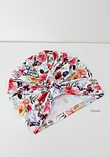 Detské čiapky - Turban, jednovrstvová čiapka, Kvety - 15694004_
