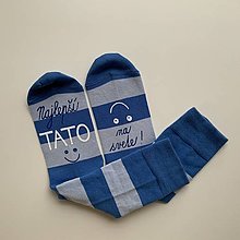 Ponožky, pančuchy, obuv - Maľované ponožky s nápisom: ”Najlepší TATO na svete! :)” (Pásikavé  modré) - 15693287_