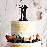 Dekorácie - Zápich na tortu - Svadobný pár - Fitness 1 - S-16 - 15694062_
