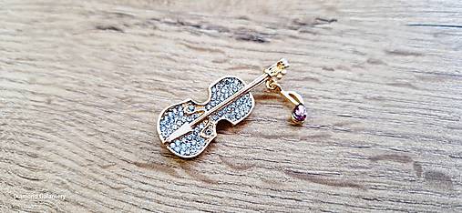 Galantéria - Aplikácia ozdobná - Husle (Zlatá) - 15695193_