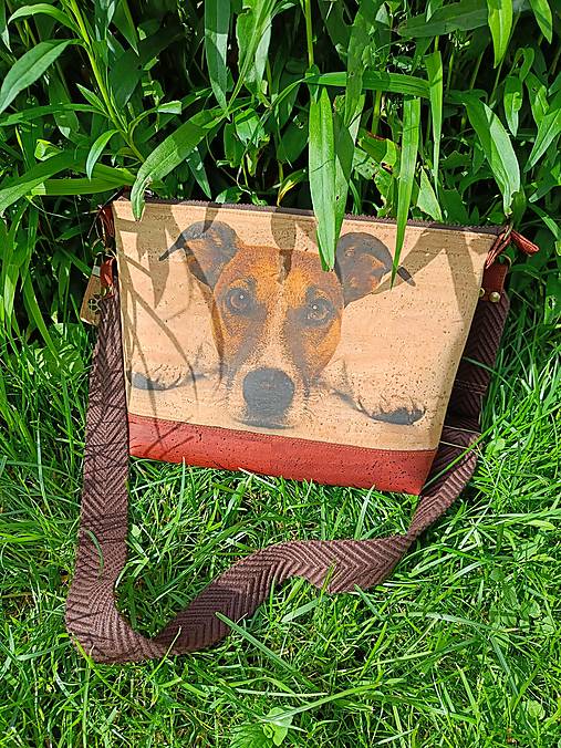 Kabelky - Korková kabelka jack teriér - 15695981_