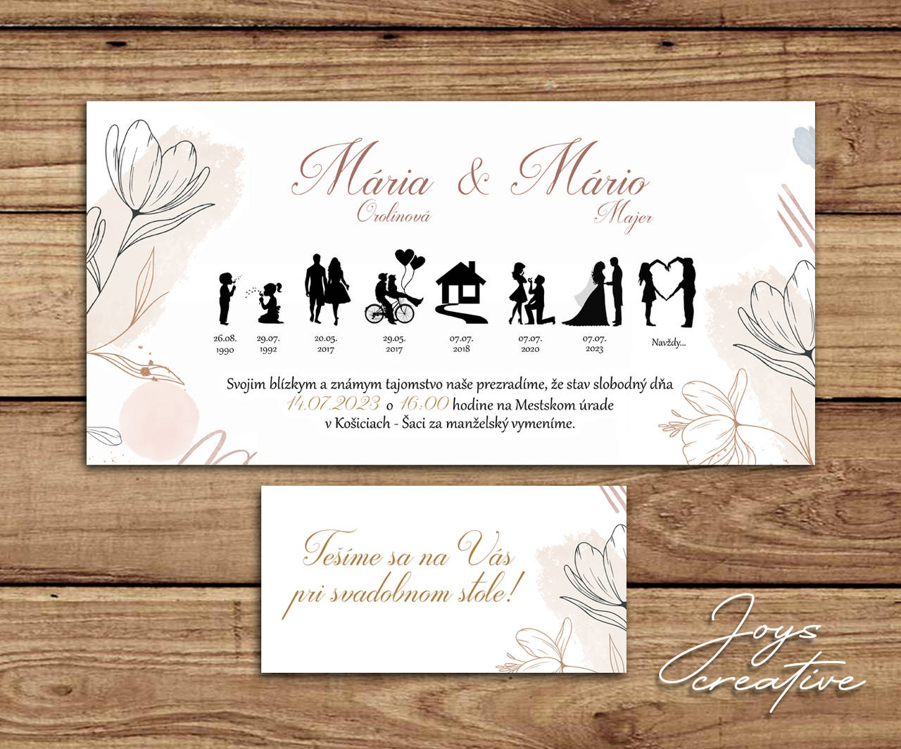 Svadobné oznámenie príbeh lásky greenery (ivory)