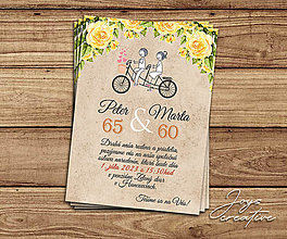 Papiernictvo - Pozvánka na spoločnú oslavu narodenín s bicyklom (hnedé pozadie) - 15695939_